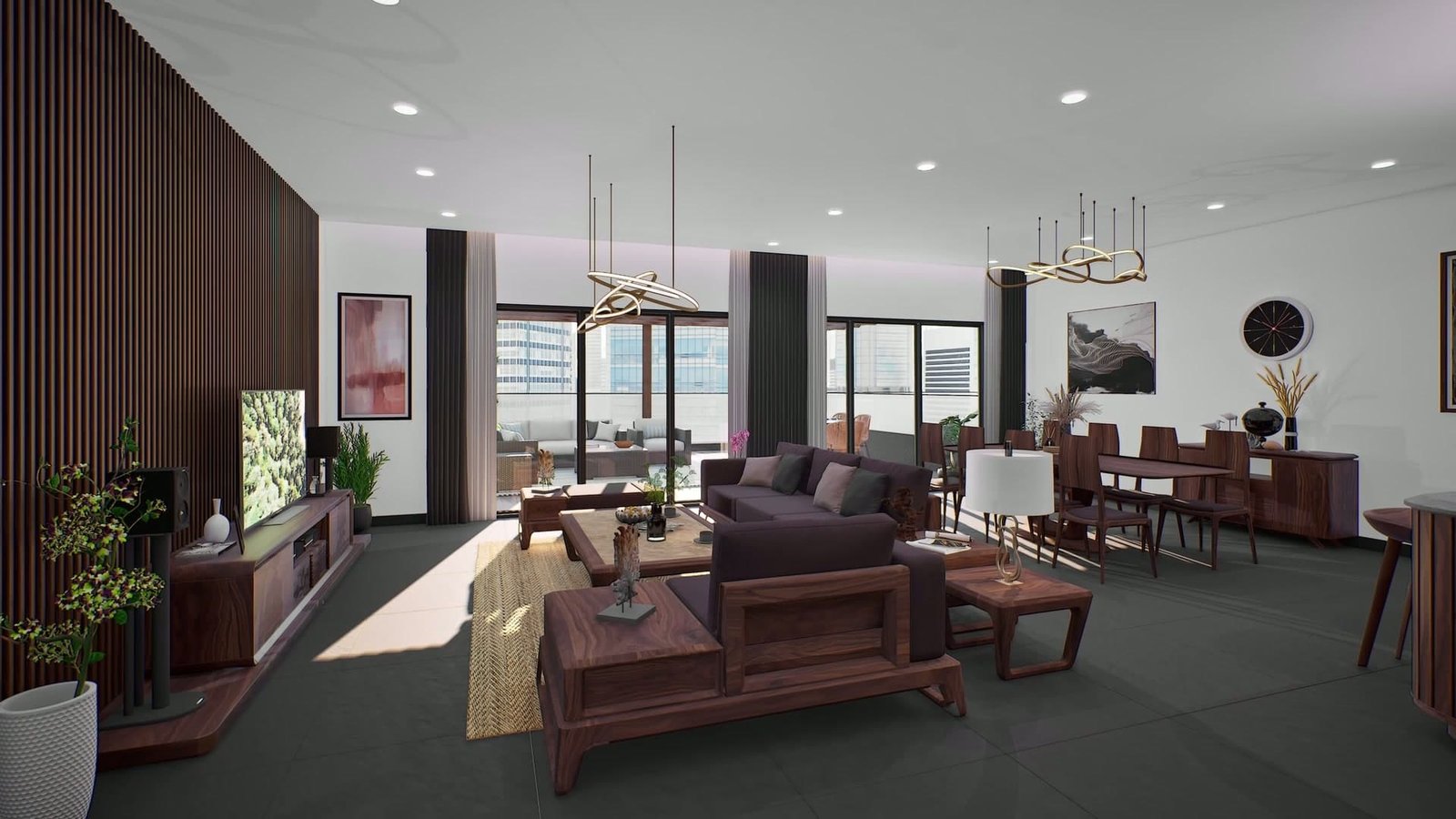 Visualização digital de espaço com staging e render 3D